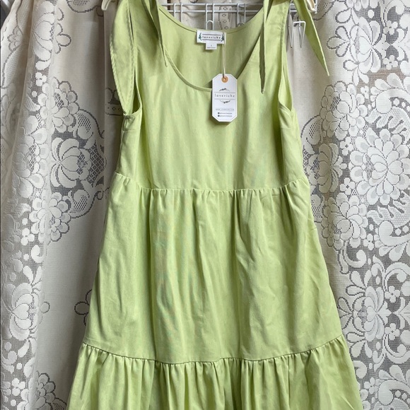Love Riche Dresses & Skirts - Love Riche Woman’s Celery Colored Tie-Shoulder Tiered Dress